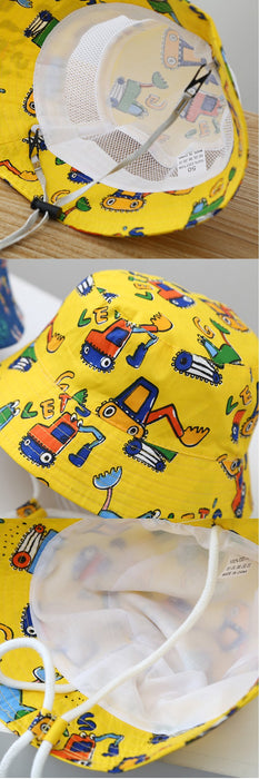 Summer Cartoon Print Children's Outdoor Mesh Hat