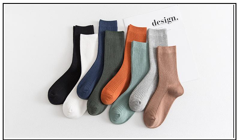 New Solid Color Cotton Socks Casual Breathable Cotton Socks