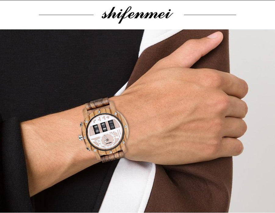 Multifunctional Men's Wooden Watch Outdoor Sports Watch