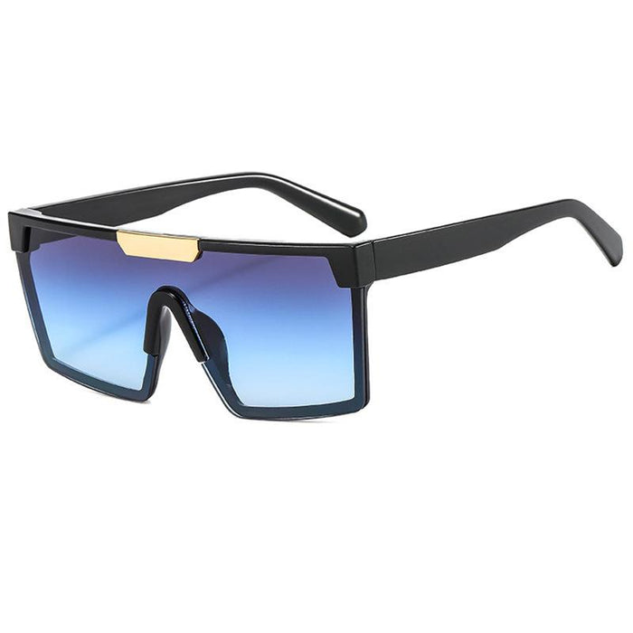 Square large frame one piece contrast Sunglasses