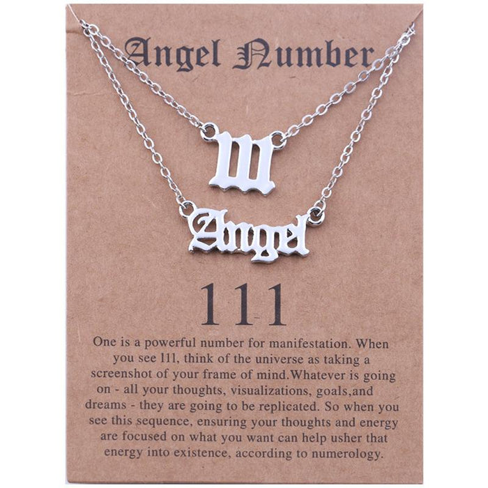 New Angel Lucky Number Necklace Set With Card