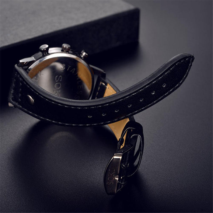 Men's Sports Leather Strap Quartz Wristwatch