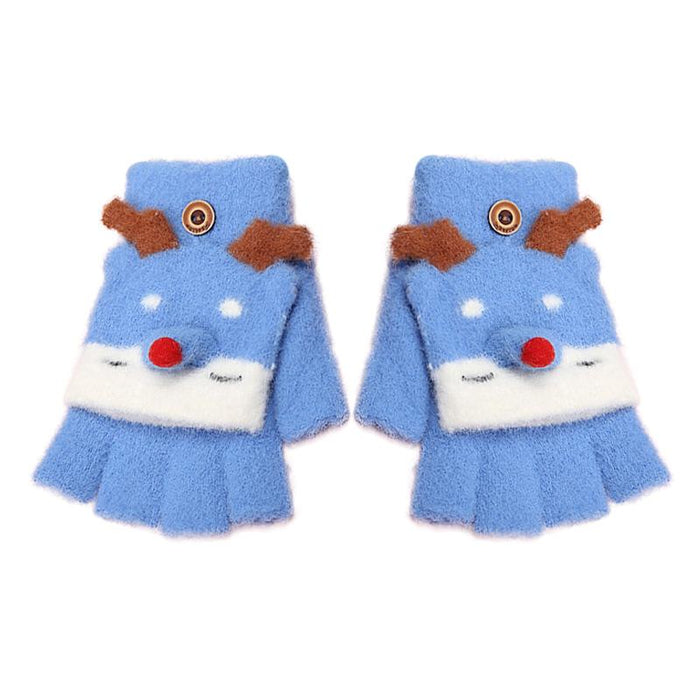Children's gloves Half Finger Flip Plush Warm Gloves
