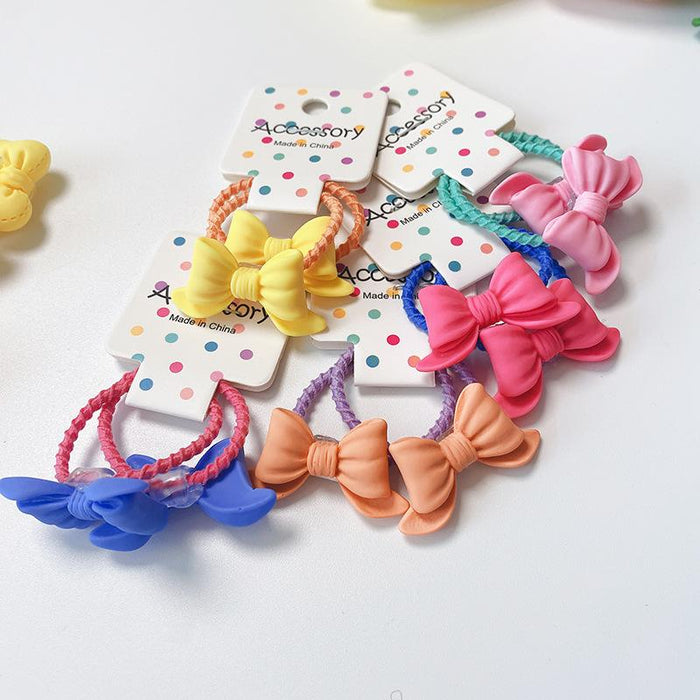5 Pairs of Candy Color Versatile Children's Butterfly Hair Rope