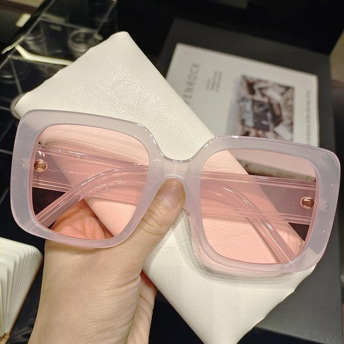 Multicolor Large Square Plain Retro Sunglasses