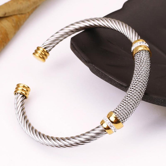 Fashion Woven Titanium Steel Bracelet Elastic C-shaped Bracelet Bangle