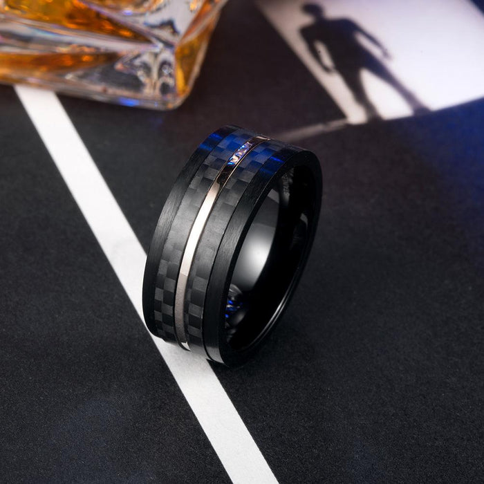 Men's Carbon Brazed Dimension Stainless Steel Ring