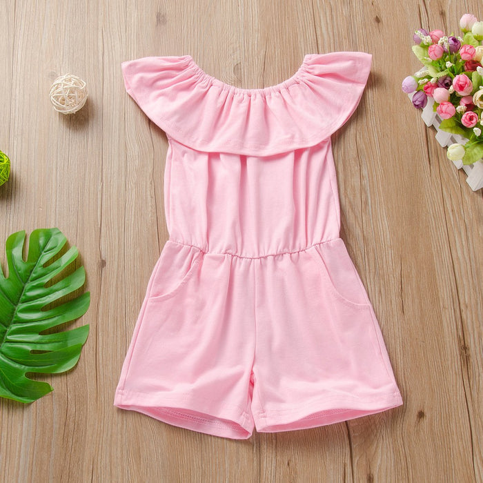 Solid colour lotus leaf collar Jumpsuit sleeveless Jumpsuit
