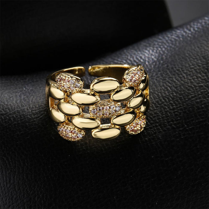 New Gold Color Zircon Pop Open Ring