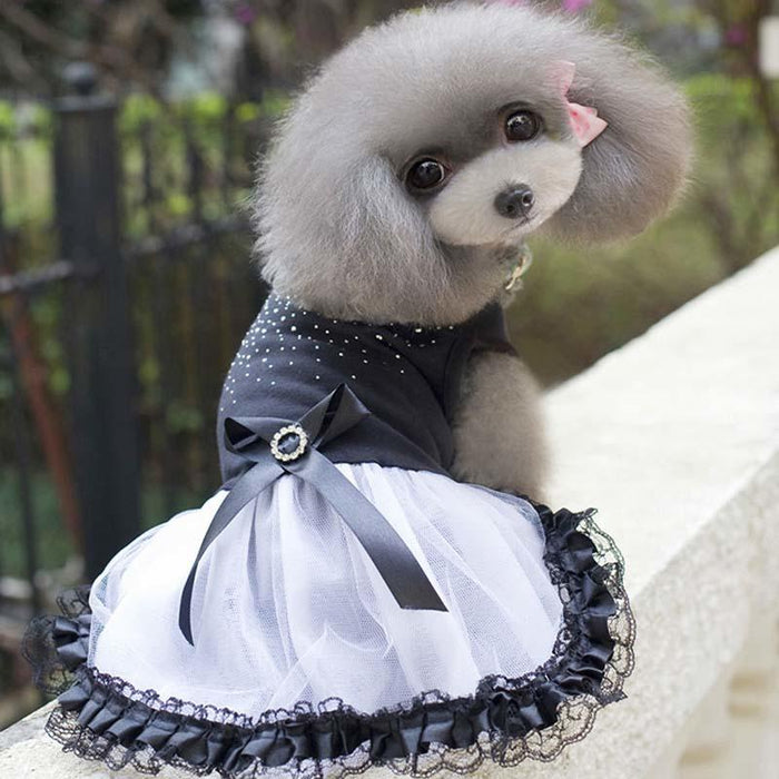 Black-white Dog Dresses Summer Small Pet Clothes
