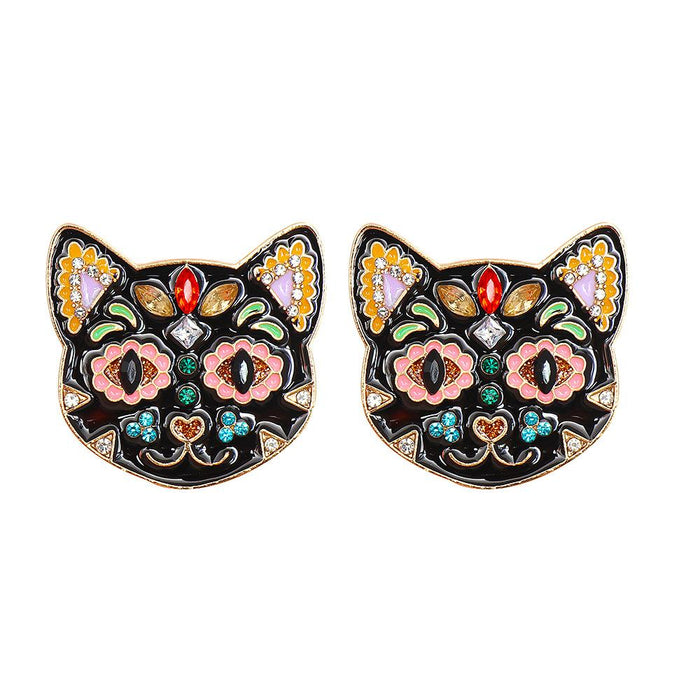 New Female Jewelry Fashion Cat Earrings Accessories Inlaid Rhinestone