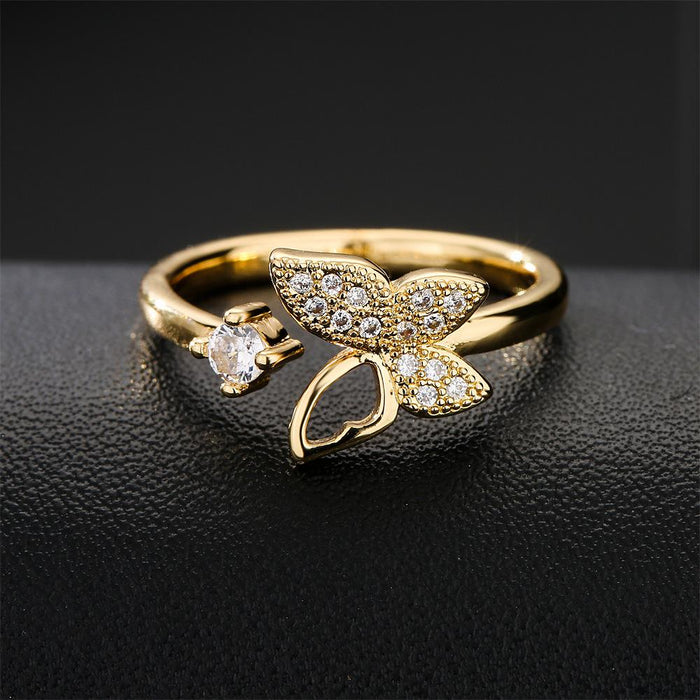 Fashion Simple Gold Color Butterfly Geometric Open Ring