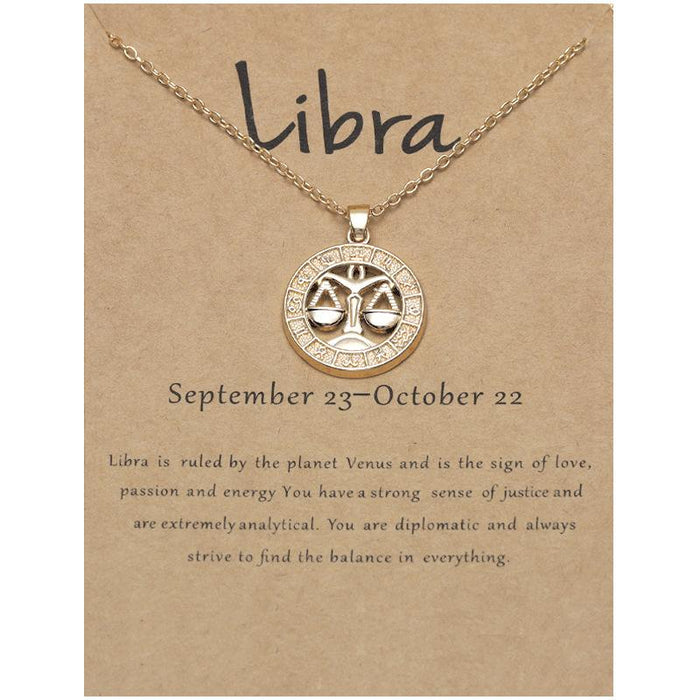 Zodiac 3D Image Pendant Card Clavicle Chain