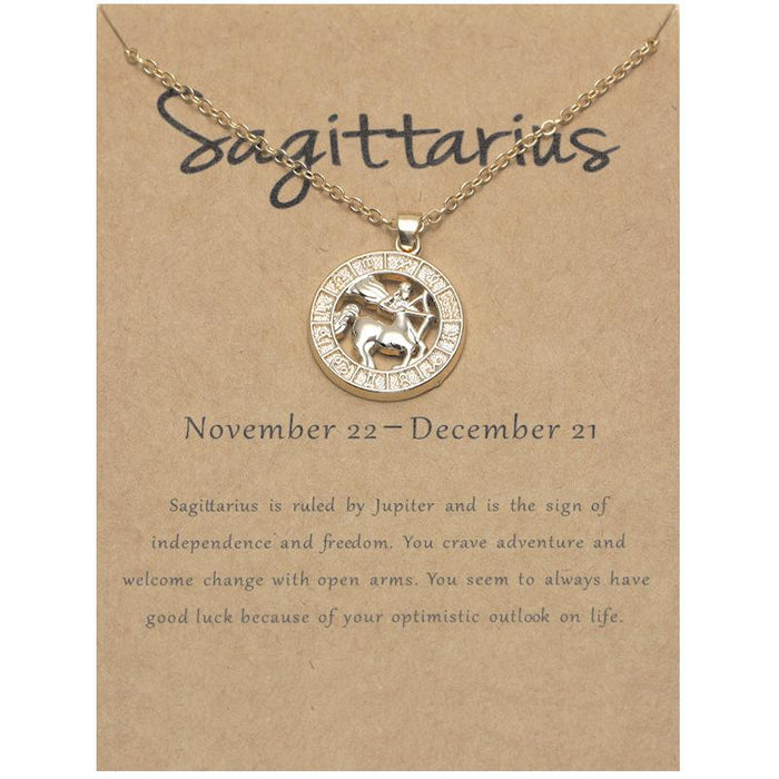 Zodiac 3D Image Pendant Card Clavicle Chain
