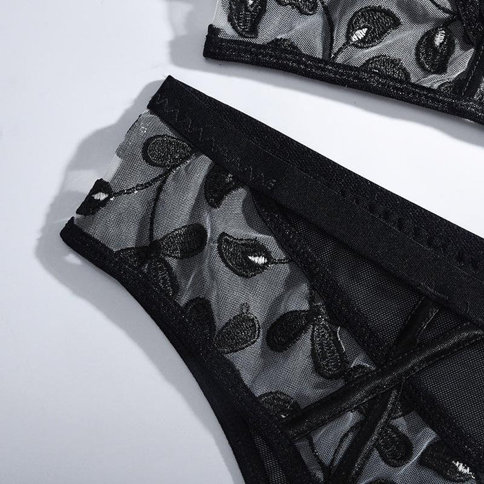 Lace Embroidered Underwear Sexy Underwire Lingerie Set