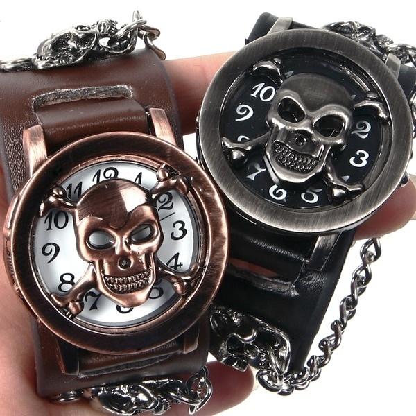 Men's Skull Watch Clamshell Creative Wristwatch Men Bracelet Watches