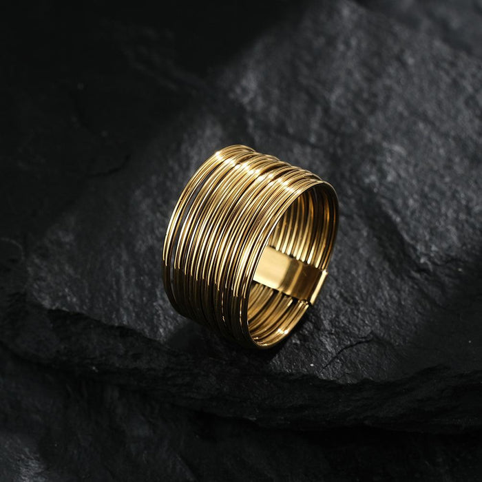 Exaggerated 18K Gold Stainless Steel Multi Ring