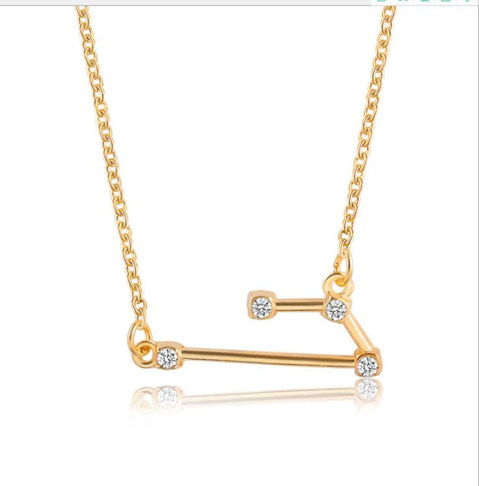 Twelve Constellations Diamond Inlaid Card Clavicle Chain