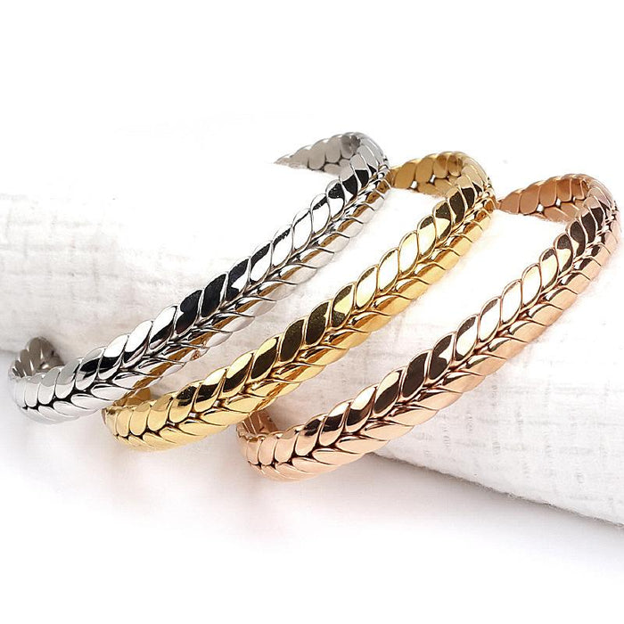 Titanium Steel Wheat Ear Open Bracelet Fashion Gold Color C Shape Bracelet Bangle
