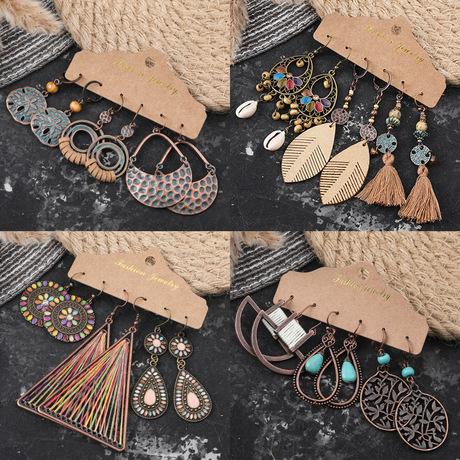 3 pairs/set Earrings Bohemian Style Jewelry X0X36215