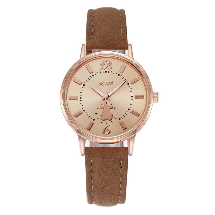 Simple Scale Vintage Leather Bear Watch Llz20813
