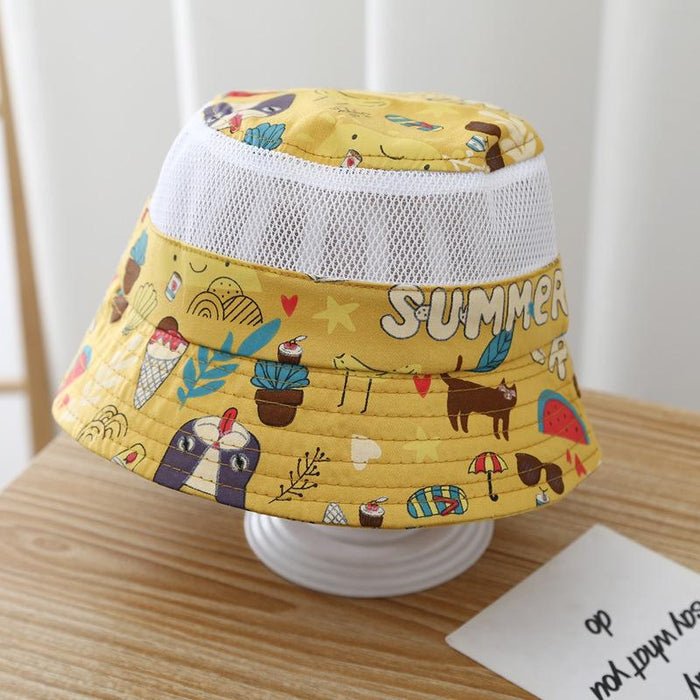 Summer Cartoon Print Children's Outdoor Mesh Hat