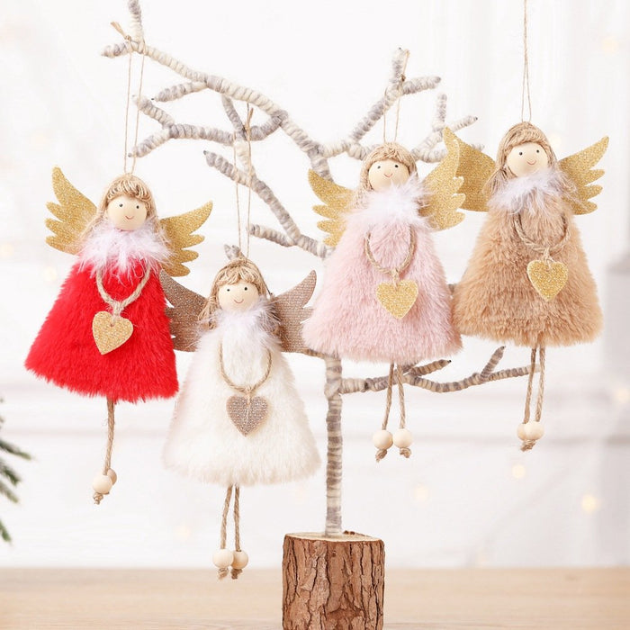Love Plush Feather Angel Christmas Tree Ornaments