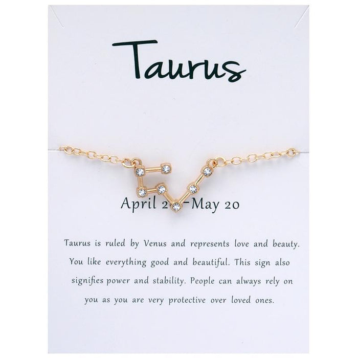 Twelve Constellations Bracelet Rhinestone Card Bracelet