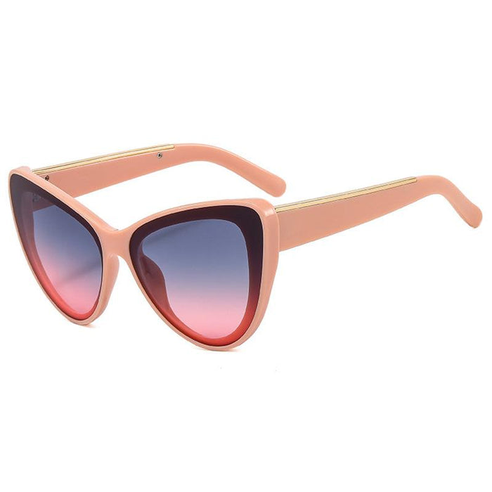 Large frame cat's eye women's contrast Sunglasses