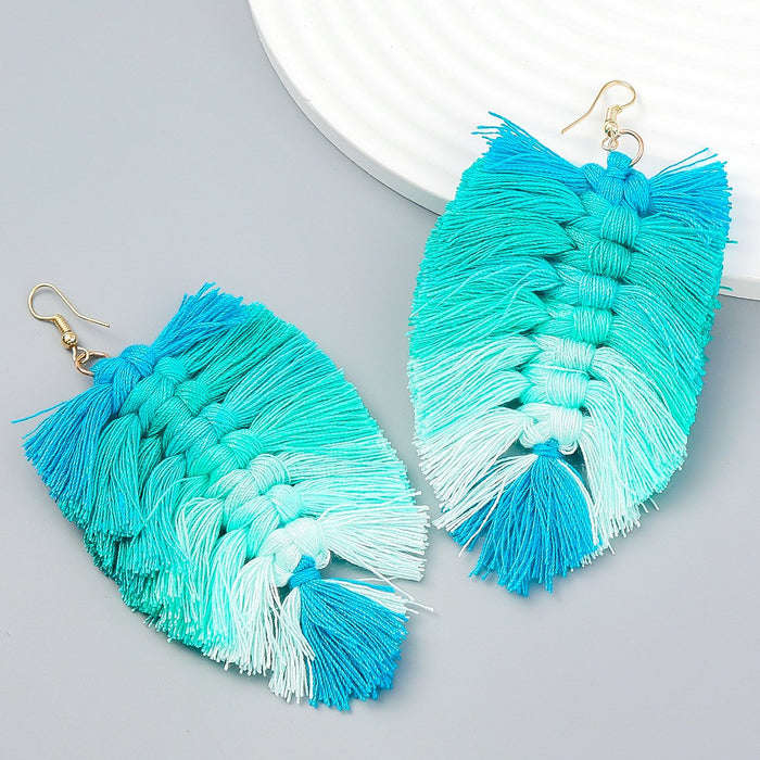 Women's Bohemian Style Hand Woven colour Matching Earrings