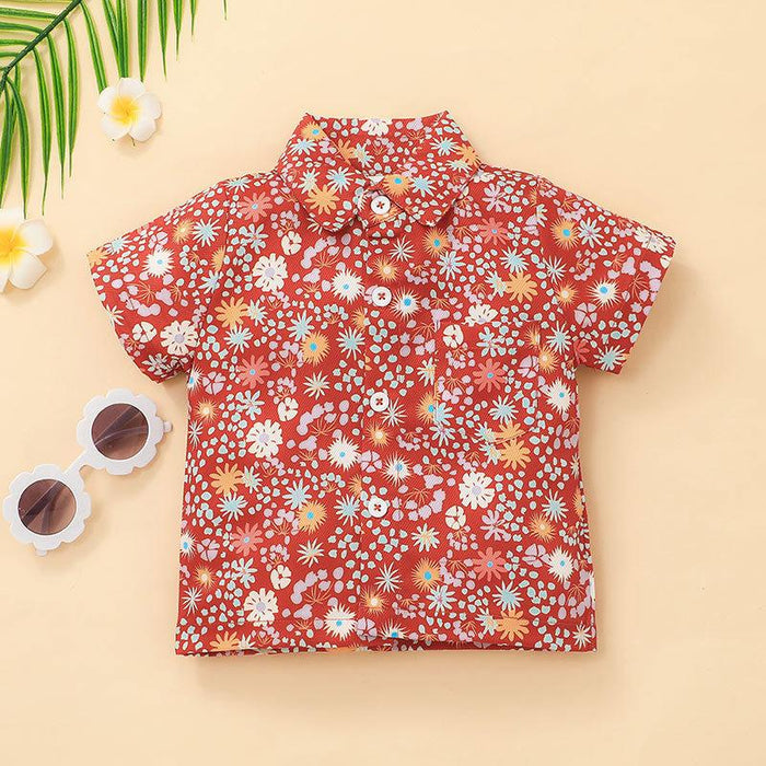 Children's Floral Retro Shirt Short Set