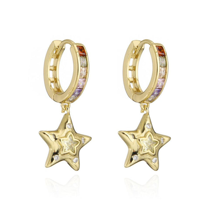 Fashion Niche Design Light Luxury Gold Color Zircon Women's Earrings