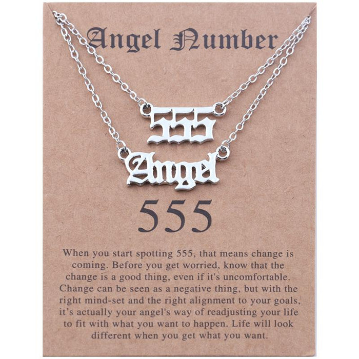 New Angel Lucky Number Necklace Set With Card