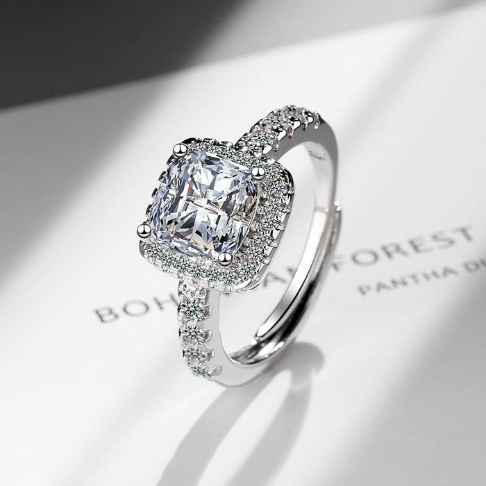 New Simple Zircon Square Open Ring
