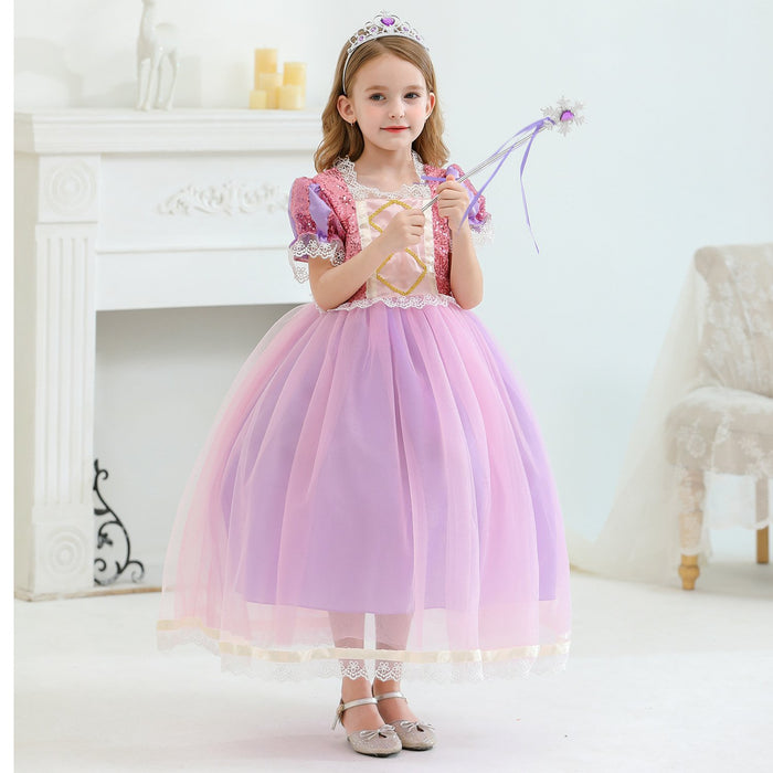 Snow white snow and ice long hair Princess Dress