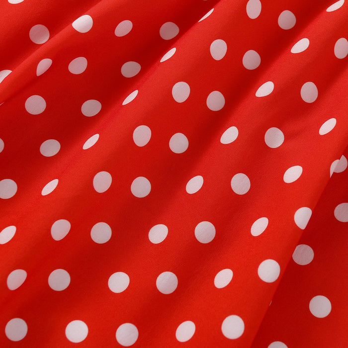 White blouse red dot pleated skirt two piece suit