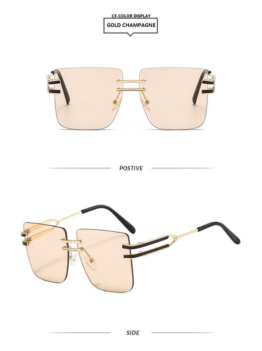 Large frame square metal sunglasses