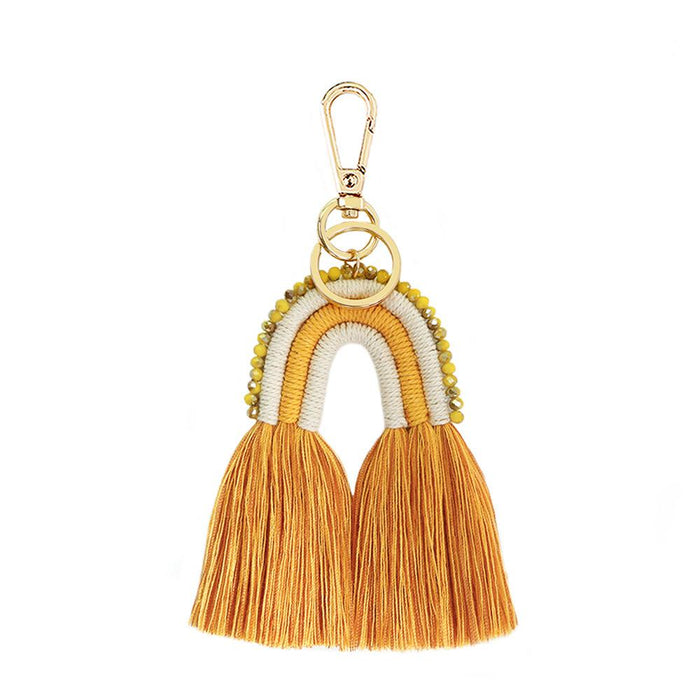 Tassel Keychains Hand Woven Rainbow Pendant