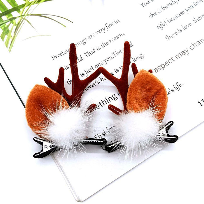 Christmas Antler Hairpin Elk Ear Bell Clip Cute Headwear