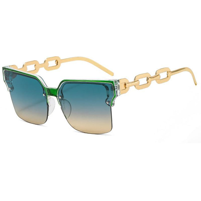 Half frame chain metal sunglasses