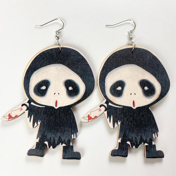 New Creative Cartoon Personality Ladies Wooden Earrings