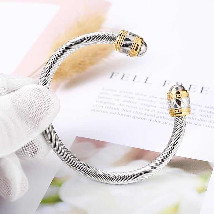 New Stainless Steel Bracelet Gold Color Adjustable Bracelet Bangle