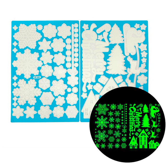 1 Sheet Merry Christmas Snowflake Snowman Window Sticker