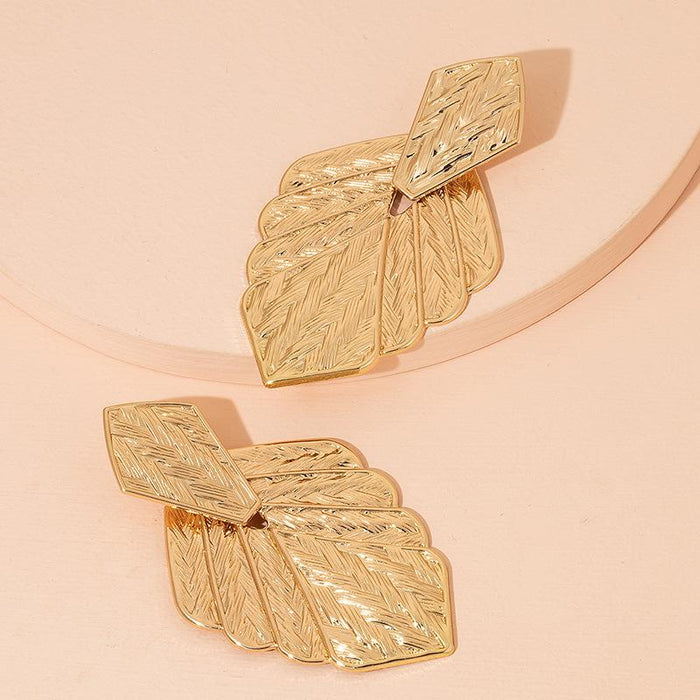 New Exaggerated Irregular Vintage Leaf Texture Earrings