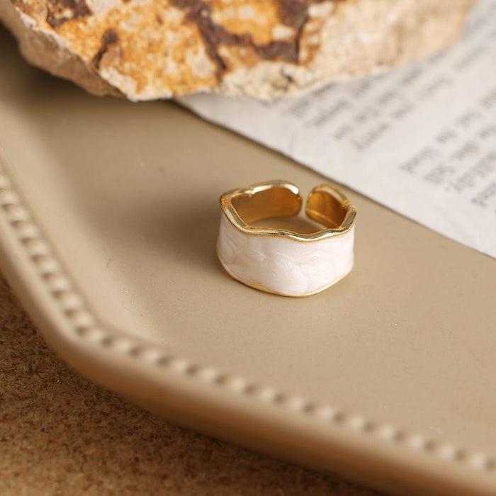 Vintage Geometric Handmade Wave Enamel Drip Glaze Rings