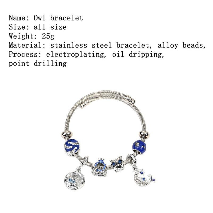 Couple Bracelet Owl Beaded Titanium Steel Bracelet