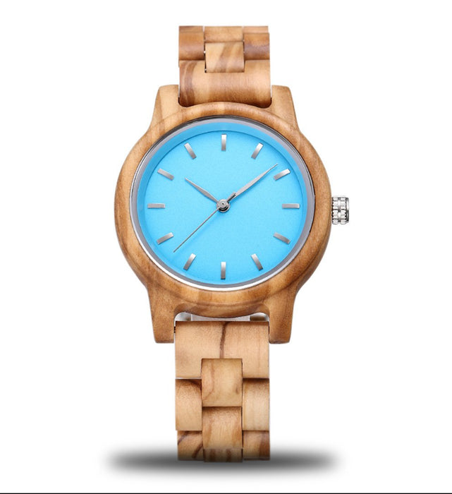 Fashion Premium Green Wooden Quartz Women's Watch