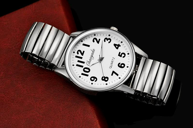 Men Watches Elastic Strap Stainless Steel Luxury Fashion Wristwatch