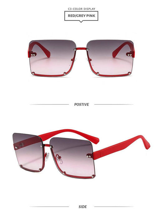 Half frame square Sunglasses Retro