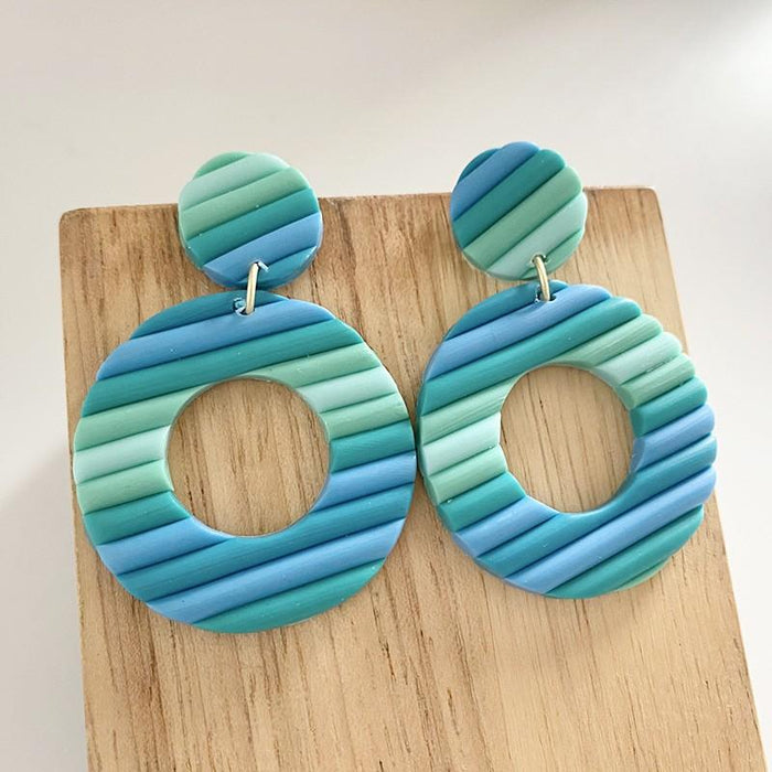 Rainbow soft pottery Earrings geometric U-shaped clay Earrings temperament Fashion Earrings